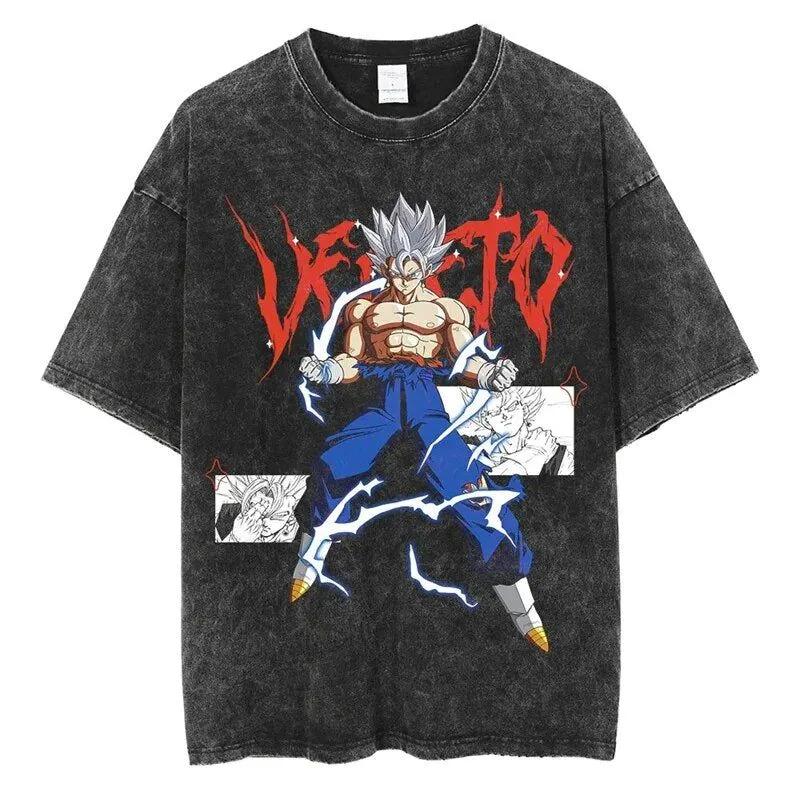 Dragon Ball Vegito T Shirt Men Acid Wash Oversized Anime Manga Panel Red Cotton Vintage Gym Streetwear Graphic Top Tee