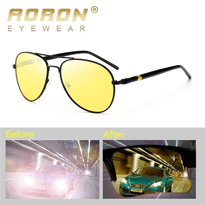 aoron Men Fashion Polarized Sunglasses Anti Glare Night Driving Glasses