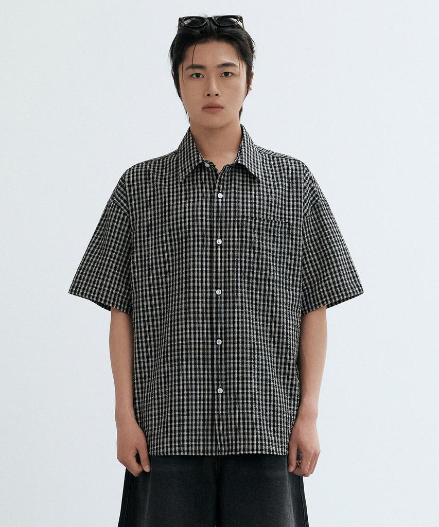 ONEILL Wrinkle Check Short Sleeve Shirt_Black