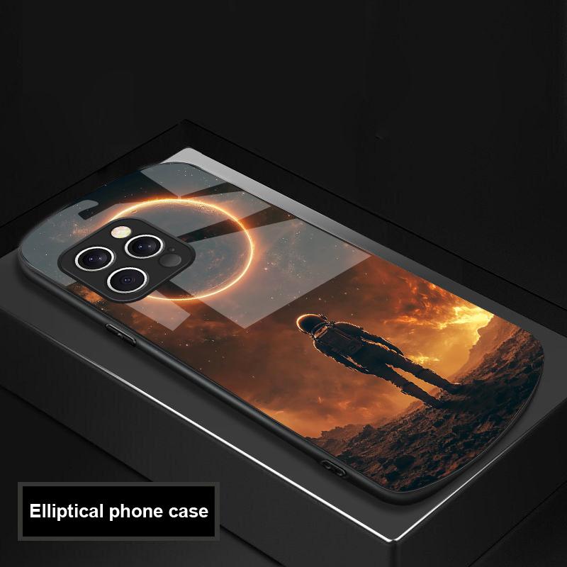 Красная Луна Исследователь Для IPhone 16 Pro Max 15 Pro 14 13 12 Mini 11 XS Max XR 7 8 Plus SE 2022 Эллиптический Стеклянный Чехол для Телефона