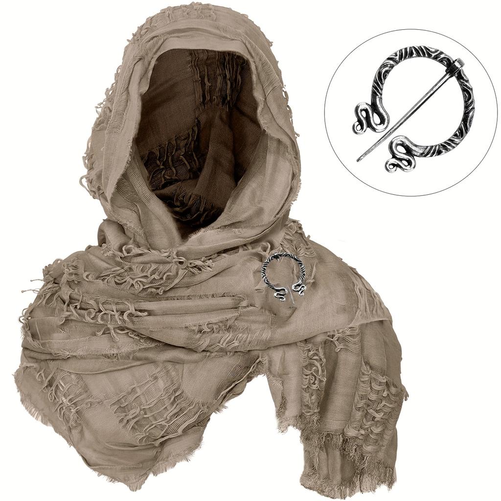 1 шт. Плащ средневекового рыцаря Костюм на Хэллоуин Полиэстер Ренессансный плащ с капюшоном LARP Косплей Фото реквизит Шарф Шарф