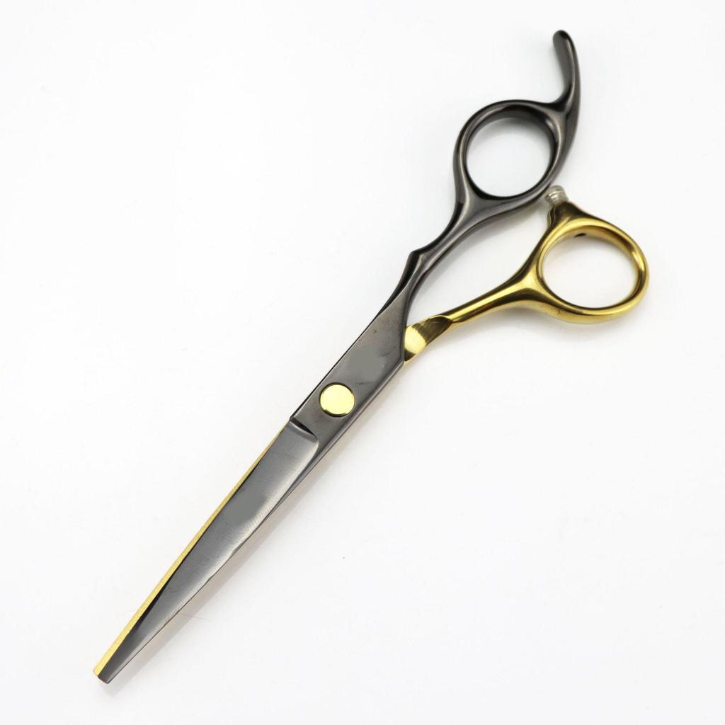 6.0 Inch Black Gold Hairdressing & Barber Scissors: Straight Shears and Thinning Shears