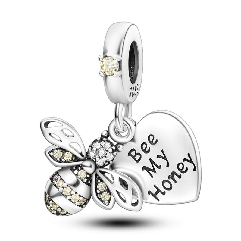 925 Silver Bee Charm Beads Bumblebee Pendant 4MM Hole Fit Bracelet Bangle DIY Jewelry Gift
