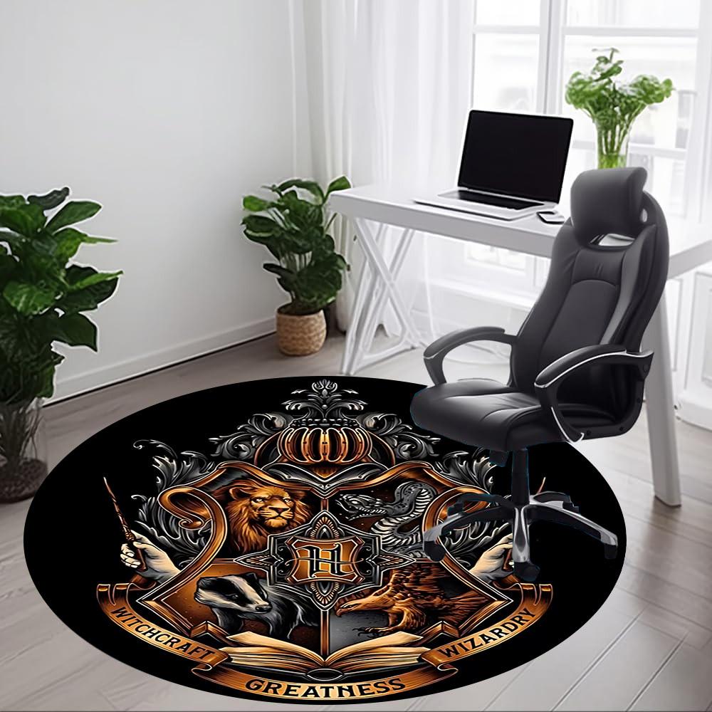 1pc Hogwarts Crest Carpet, Round Non-Slip Durable Large Size Office Carpet, Suitable for Office yy250908050