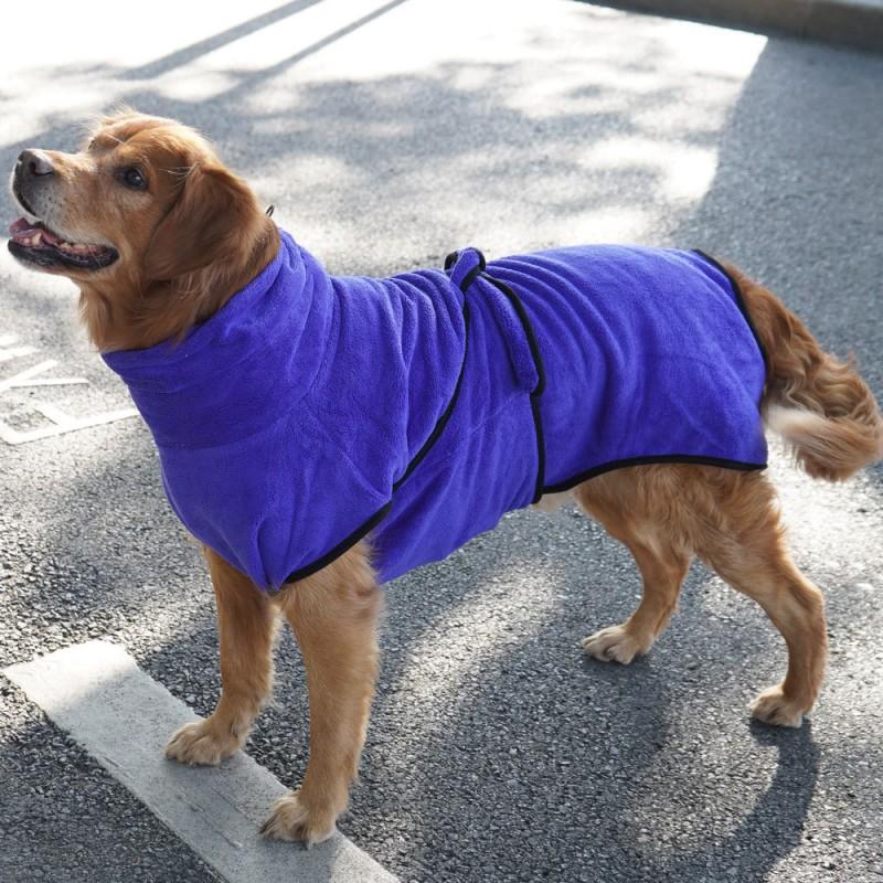 Super Absorbent Pet Bath Robe Large Dogs - Quick Dry Microfiber Coral Fleece Dog Drying Coat