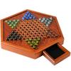 Portable Chinese Checkers Board Game with Marbles Wooden Board Game Hex Chinese Checkers Family