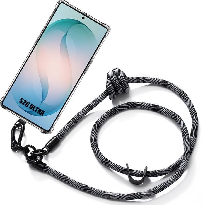 Coque Silicone - BOOLING - pour Samsung Galaxy S26 Ultra - Antichoc avec Cordon Amovible Gris