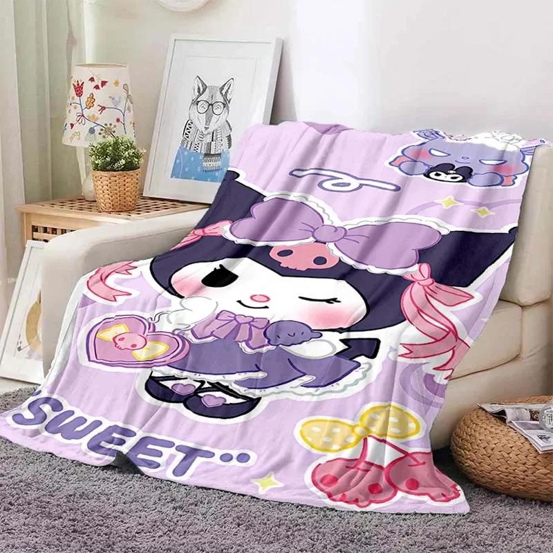 Hellor Kitty Kuromi Printed Blanket Kids Adult Blanket Soft and Warm Bedding for Bed Sofa Outdoor Travel Cover Blanket