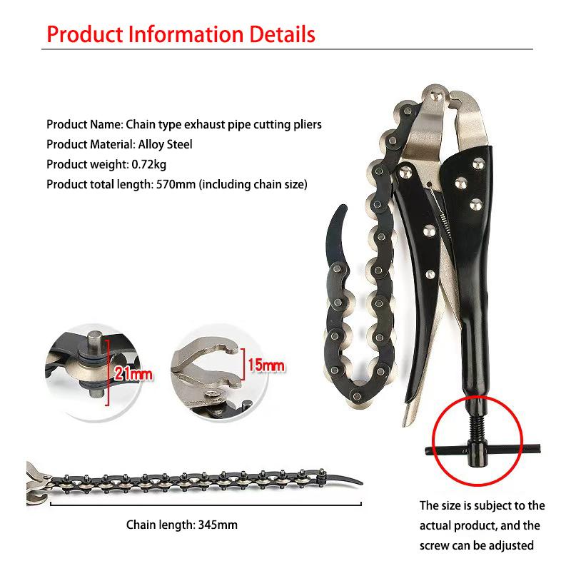 Auto Chain Cutter Chain Exhaust TubePipe Cutter Multi Wheel Blade Tail Pipe Cutter Automotive Exhaust Tailpipe Chain Cutter Tool