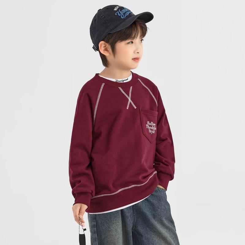 Duoduojia Kids' Color-block Round Neck Pullover Sweatshirt