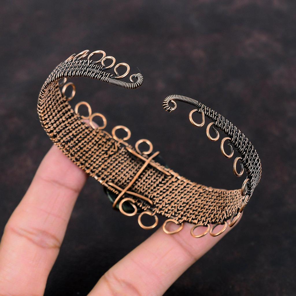 Камбаба Яшма Медный браслет Медная проволока Ювелирные изделия Браслет из драгоценных камней Регулируемый браслет-манжета Ювелирные изделия ручной работы Браслет из медной проволоки