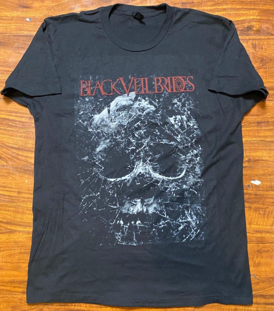 BLACK VEIL BRIDES "Shattered Skull" Черная графическая футболка с принтом группы РАЗМЕР L-Новая без бирок Унисекс Футболка