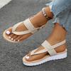 Large Size Sandals Women's Summer New Round Head Thick Sole Herringbone Toe Casual Sandals