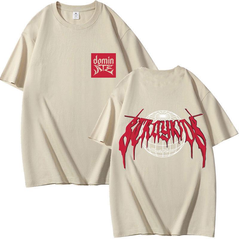 Европейская станция Stray Kids Доминировала Комбинация Периферии Периферийная Печать Летняя Футболка с Коротким Рукавом Хлопок Свободная
