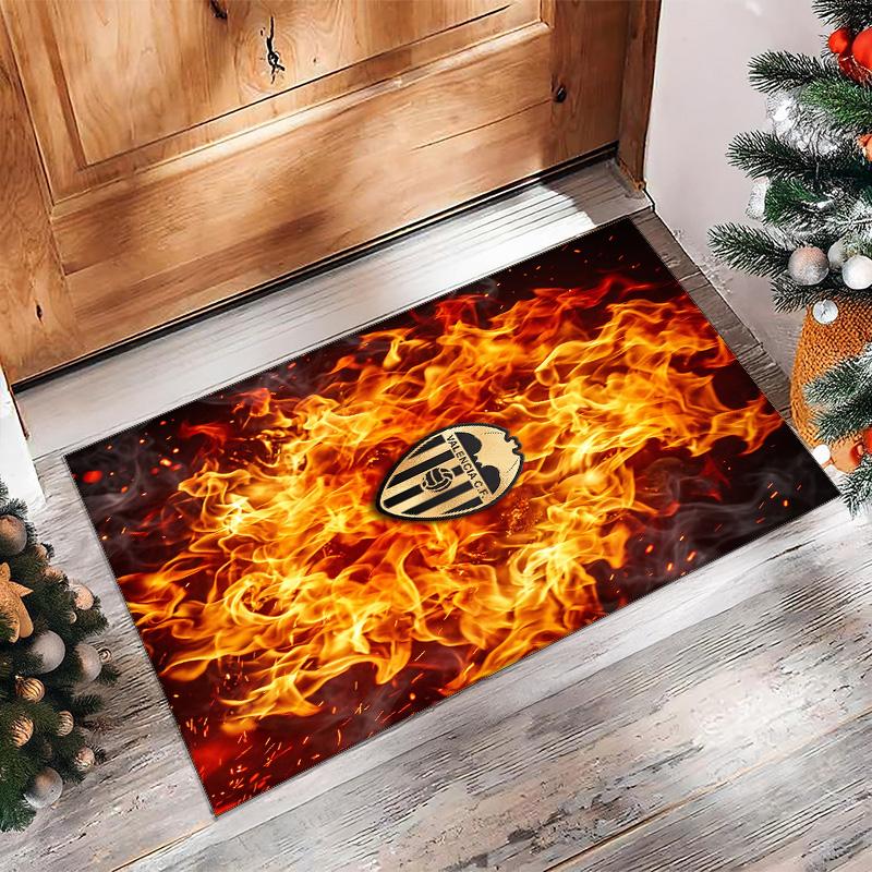 Valencia FC Soccer Football Pattern Soft Area Rug Non Slip Indoor Floor Carpet Sports Decor Mat for Bedroom