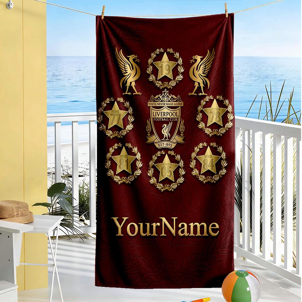 Liverpool Customized Name Beach Towel Soft Durable Quick-Dry Perfect for Traveling Yoga Camping and Swimming