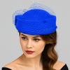 British Style Pillbox Hat Solid Color Topper Hat Elegant Wool Bow Hat with Veil  Bride