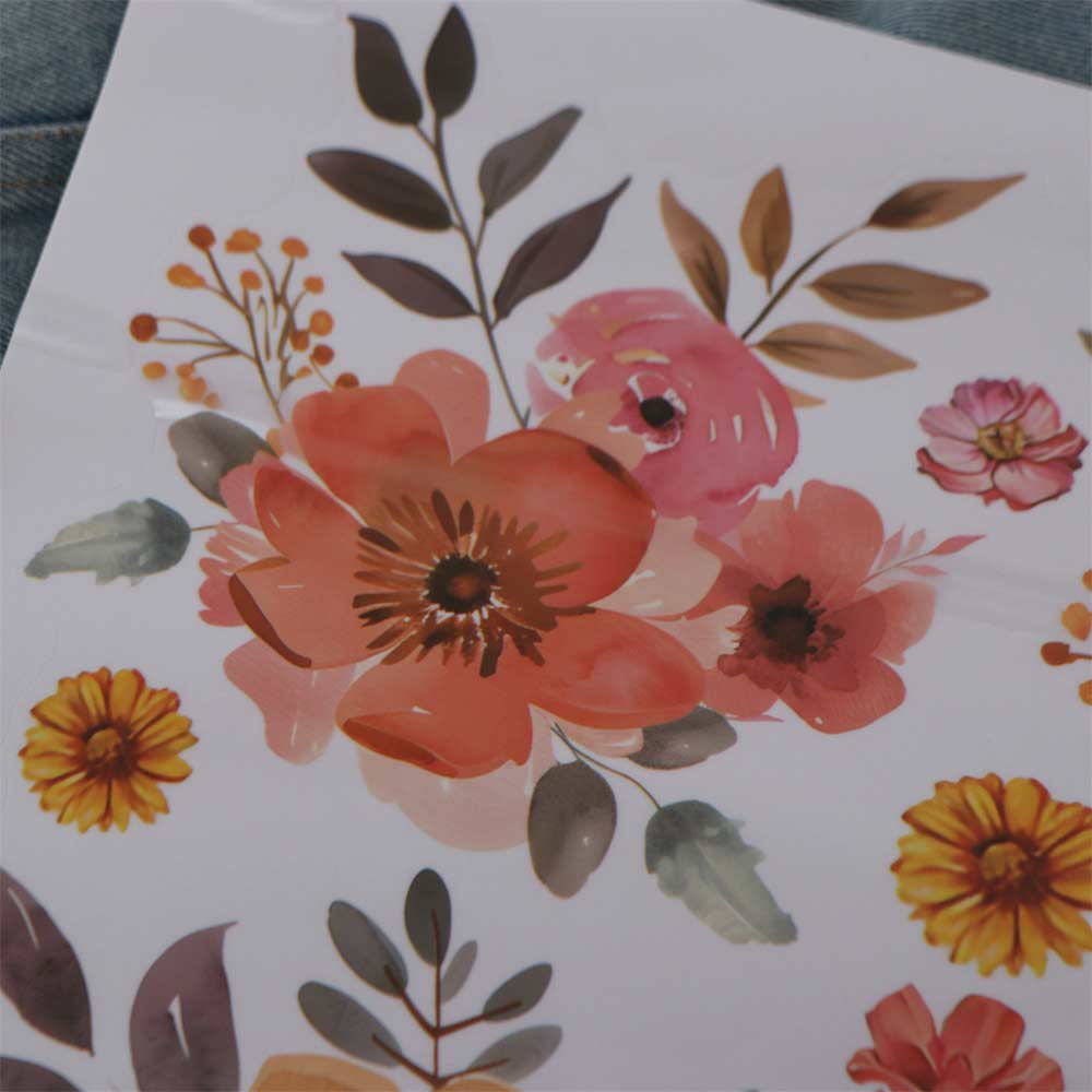 Self-Adhesive Bathroom Stickers Floral Design Ceramic Tile Stickers Flower Washbasin Sticker Wall
