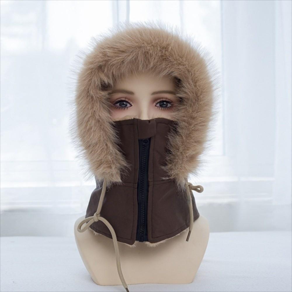 Neck Coverage Winter Thermal Mask with Drawstring Winter Balaclava Hat for Skiing