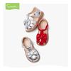 Girls' summer new silver princess bow breathable and non slip baby toe sandals
