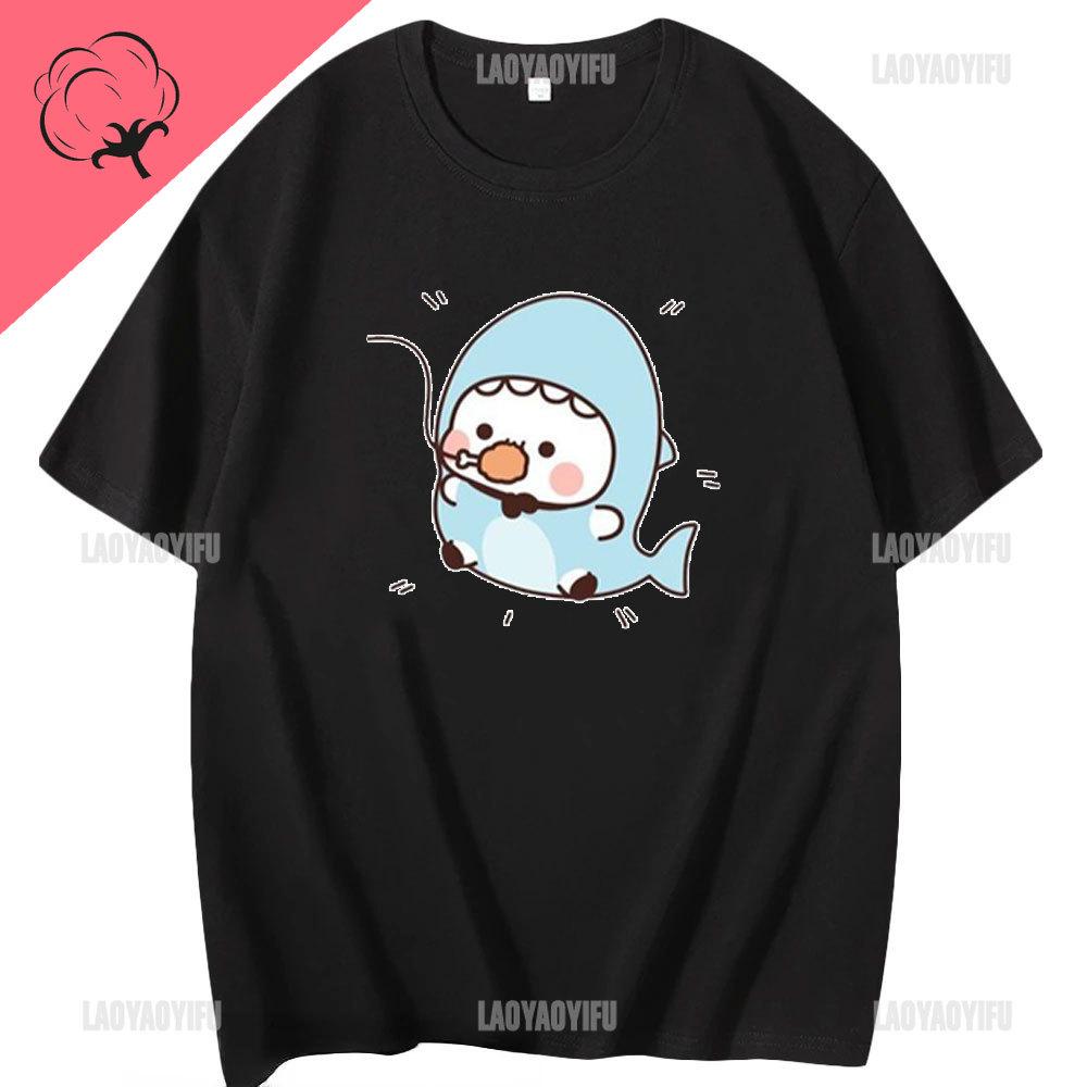 Футболка Kawaii Bubu Dudu для девочек с рисунком панды, футболка унисекс, летняя повседневная футболка унисекс, женская хлопковая футболка унисекс
