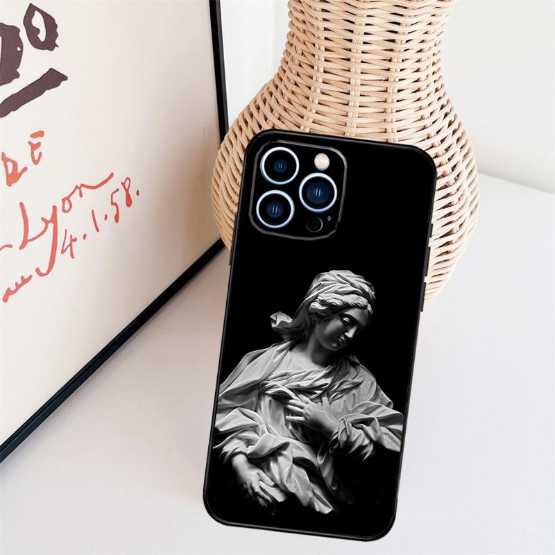 Греческая эстетика Гипсовая статуэтка Чехол для телефона Для iPhone 17 Pro Max 14 13 12 11 15 16 Pro Max mini 15 16 Plus 16e Задняя крышка