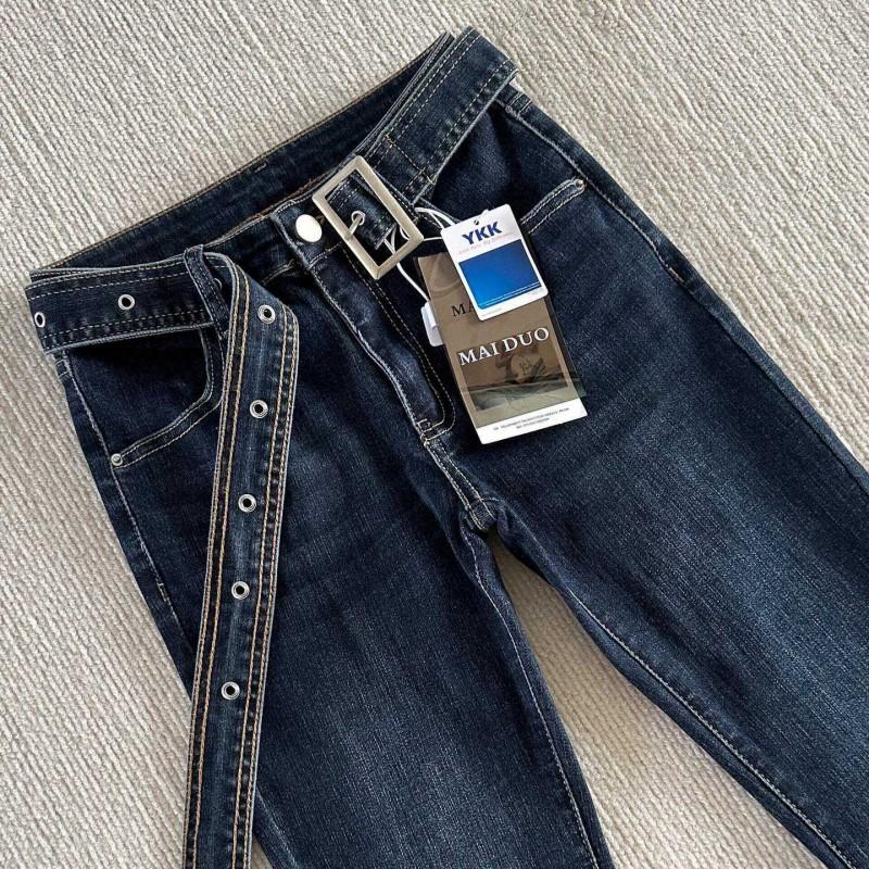 Womens Low-Rise Slim Fit Stretch Denim Jeans With Belt Retro Micro Flare Winter 2025