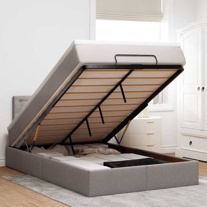 Maison Exclusive - Lit ottoman avec matelas et LED Taupe 120x190 cm tissu