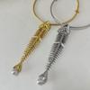 Novelty Design Alloy Big Fish Bone Pendant Choker Necklace For Women  Exaggerated Necklace Jewelry Accessories Gift