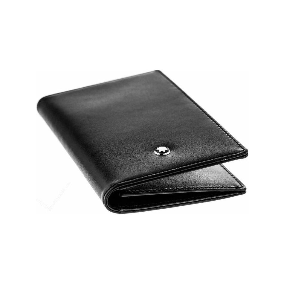 Montblanc Meisterstück Двойной Складной Кожаный Держатель для Визиток Кошелек Мужской кошелек Черный 14108