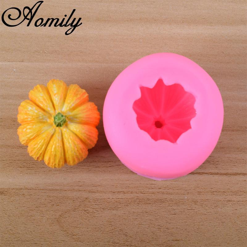 Aomily DIY Pumpkin S/L 2 Sizes Handmade Fondant Cake Mold Cartoon Decorating Sugar Craft Chocolate Moulds Tools Silicone Molds