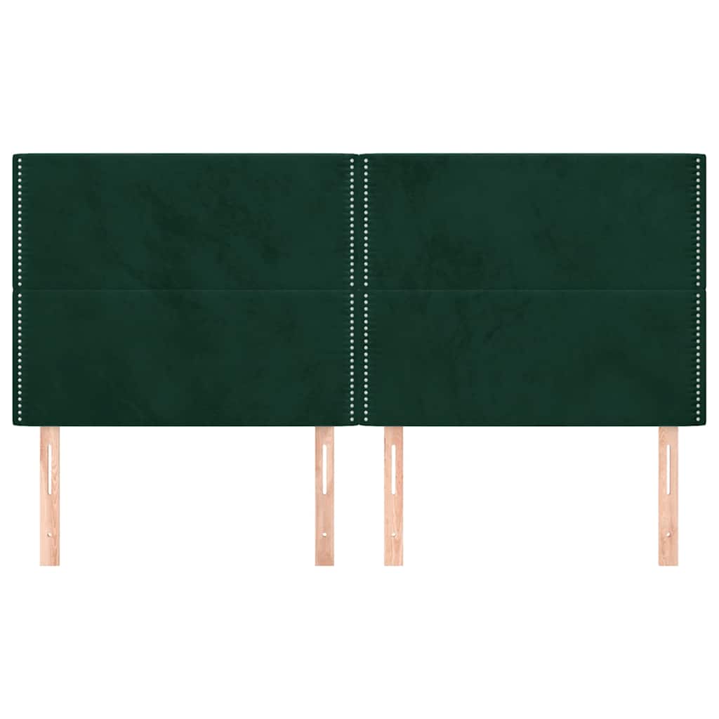 Vidaxl Zagłówki Do Łóżka, 4 Szt, Ciemnozielony, 100X5X78/88Cm, Aksamit