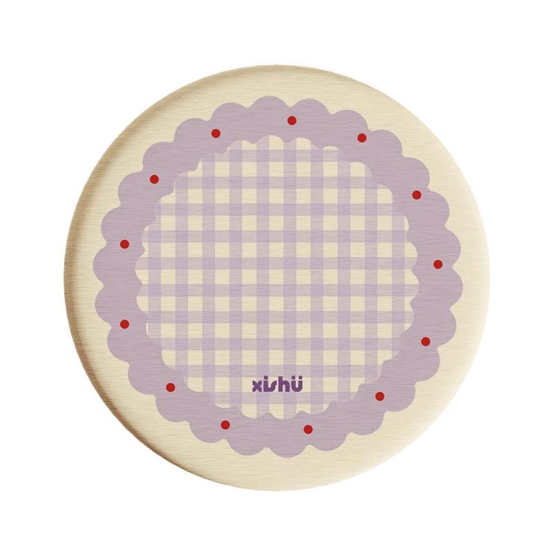 Round plaid hard diatom mud coffee tea coaster thermal insulation pad office non-slip absorbent pad