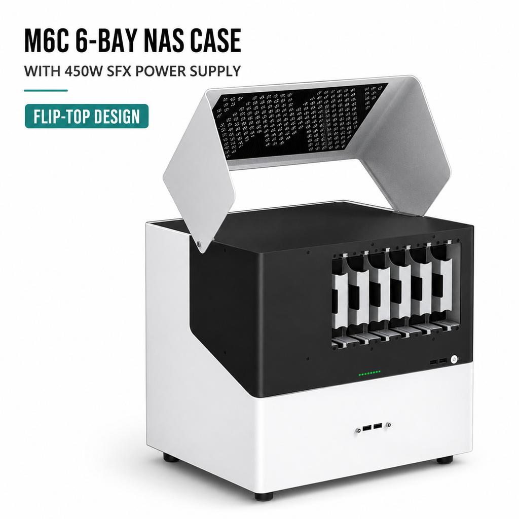 Корпус NAS-сервера на 6 отсеков Micro-ATX Mini-ITX Шасси для хранения данных с SATA-бэкплейном, 4 полноразмерных PCI-слота и поддержкой двух 120-мм вентиляторов