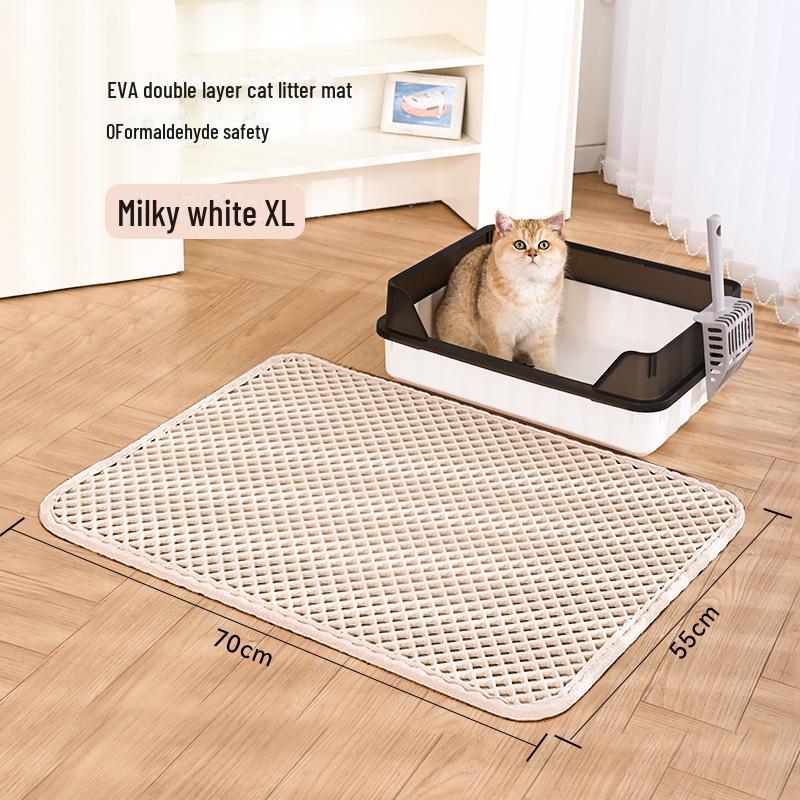 Anti-Tracking Washable Cat Litter Mat - Double-Layer, Splash-Proof, Large Sand Control for Cat Litter Box