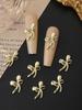 Gold Bow Nail Charms 10pcs 3D Alloy DIY Nail Art Decorations 2025 Gift For Girls