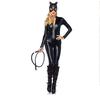 Bodysuit Sexy Cosplay Costume Halloween Black Pvc Leather Suit Zipper Catsuit