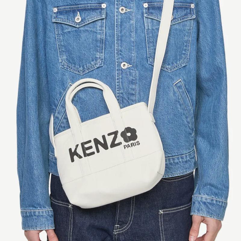 Kenzo Хлопковая сумка-тоут с логотипом для повседневного использования Женские сумки-тоут Бежевая FE68SA910F3603