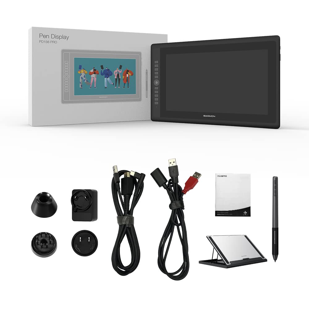 GAOMON PD156 PRO LCD Tablet Inch with Convenient Wheel for Scrolling and Zooming Fully Laminated LCD Tablet 9 Shortcut Keys No Charging Needed Pen