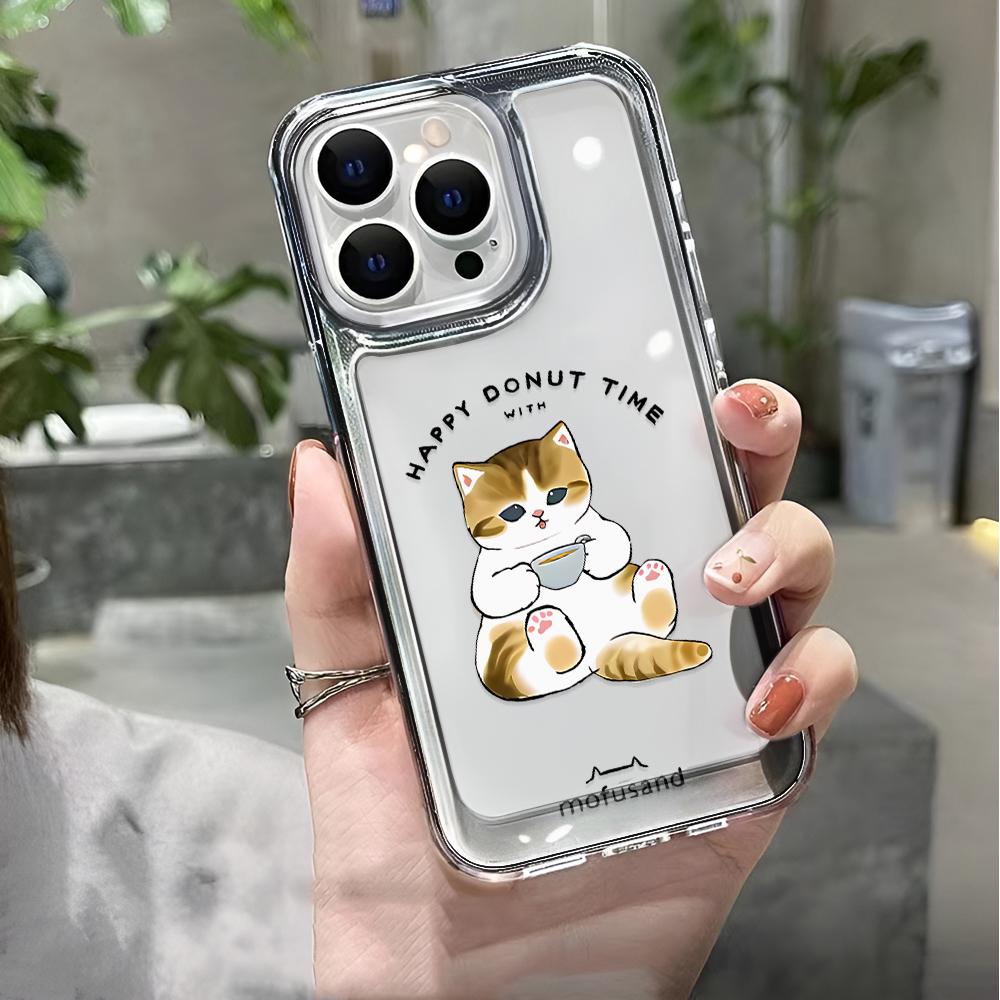 Чехол для телефона для iPhone 17 16 Pro Max 15 14 13 12 11 Plus 16 17 Мягкий чехол Кофейный кот Для iPhone Air Чехол