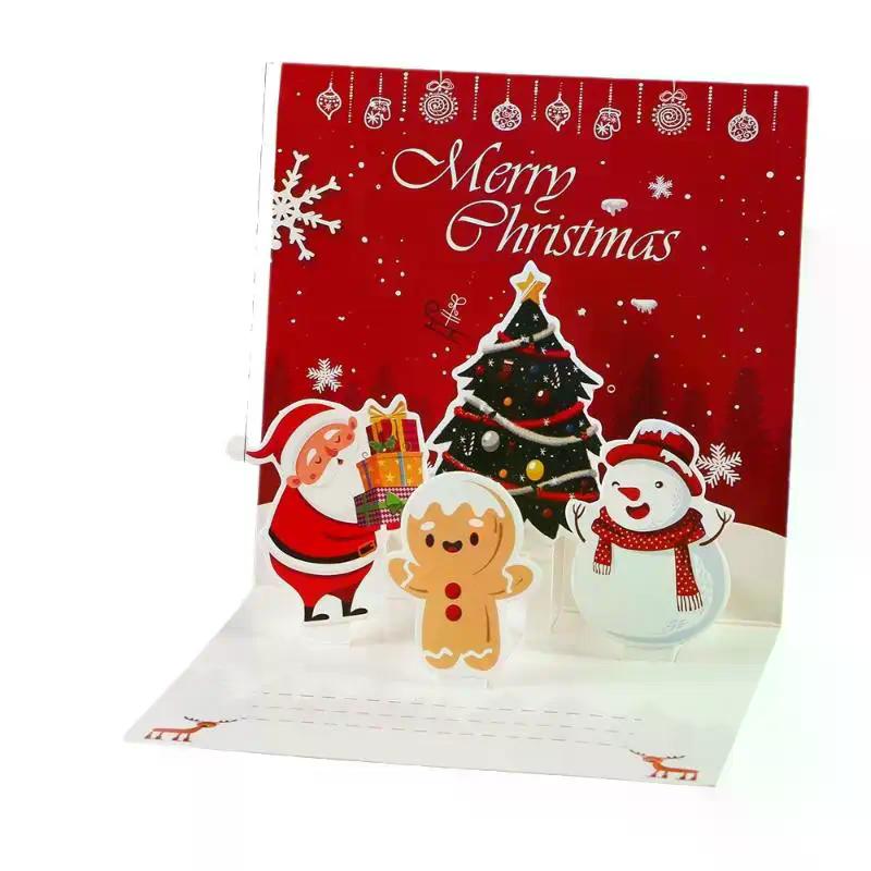 3D Поздравительные открытки с Сантой Складная открытка Счастливого Рождества и наилучших пожеланий Рождественский подарок на Новогоднее благословение Открытка-благодарность для украшения