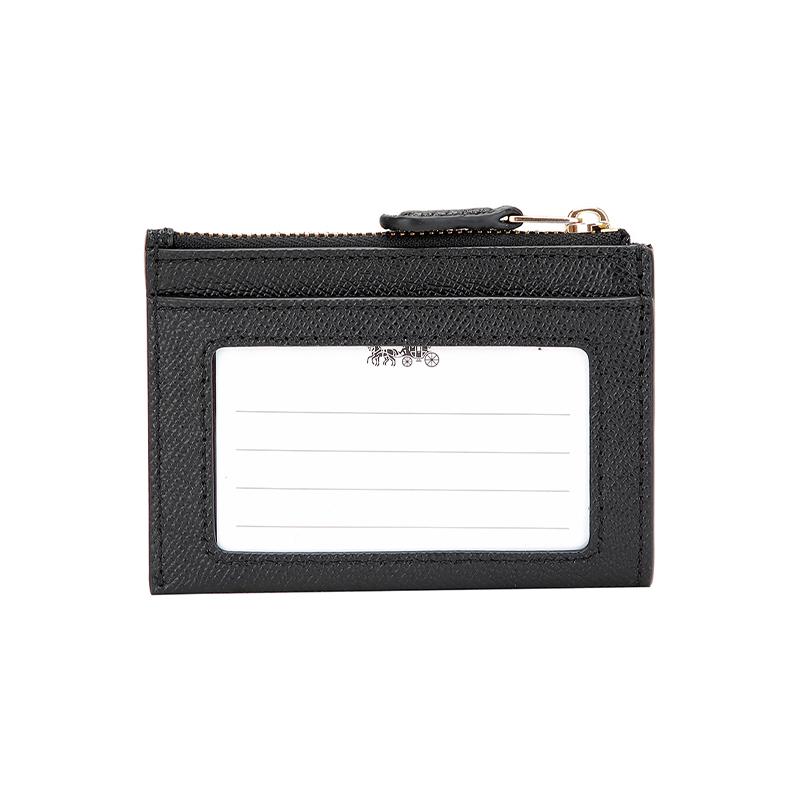 Coach Мини черный кожаный держатель для ID-карт, ключница, держатель для карт Skinny 11 Logo женский