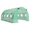 Greenhouse approx. 4 x 3 x 2 m Foil Greenhouse with Roll-up 2 Zip Doors & 8 Mesh Windows Support Poles Green