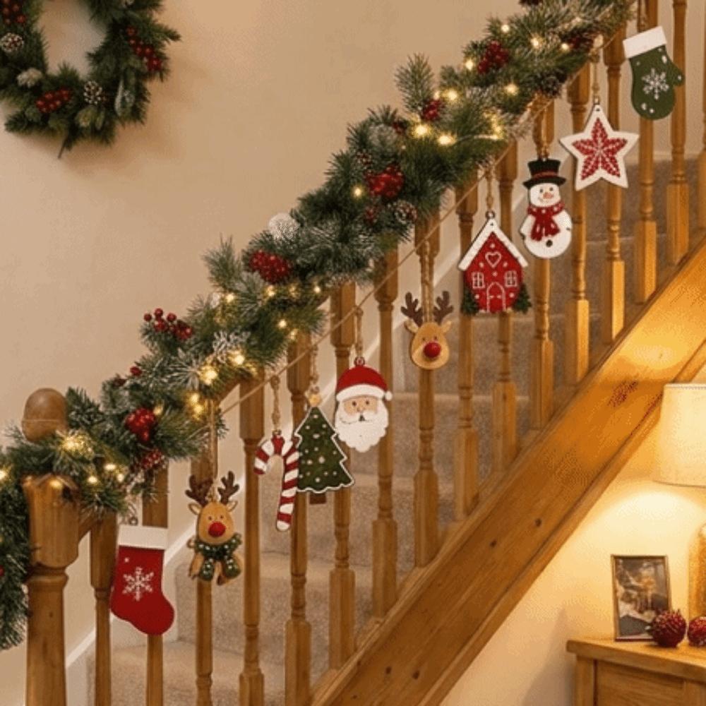 10Pcs DIY Christmas Hanging Ornaments Santa Claus Wall Party Holiday Decorations Winter
