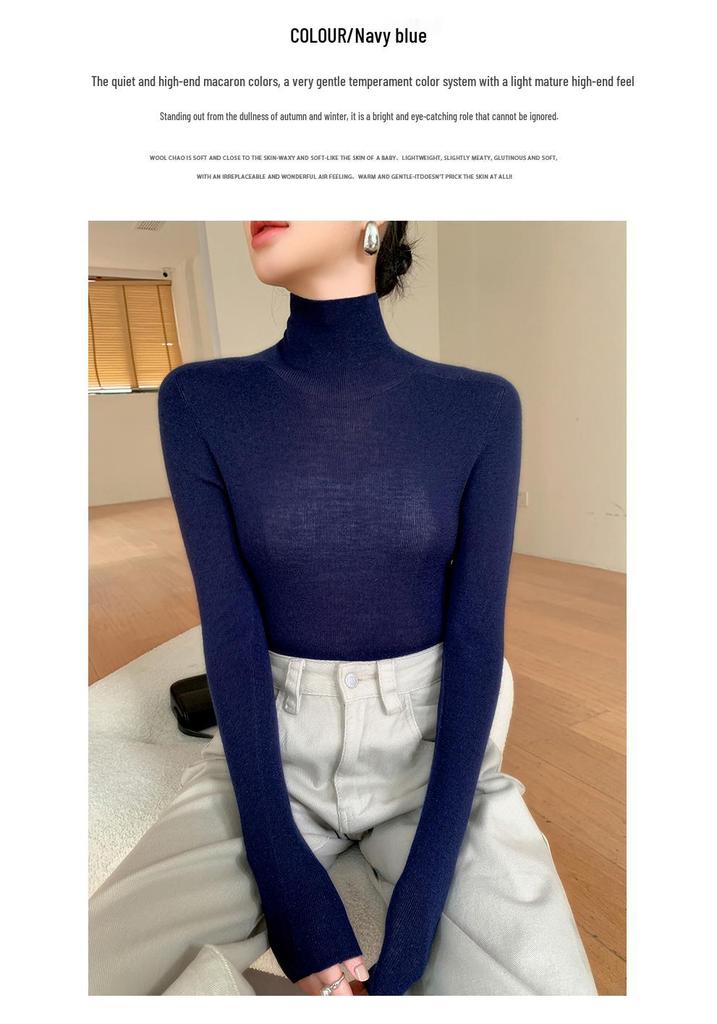 60-Count Yangzi High Neck Wool Sweater for Women - Fine Spun, Seamless, Thin Fit, Perfect for Spring & Autumn