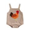Baby Romper Sleeveless Embroidery Rooster Corduroy Bodysuit Overalls for Girls Boys