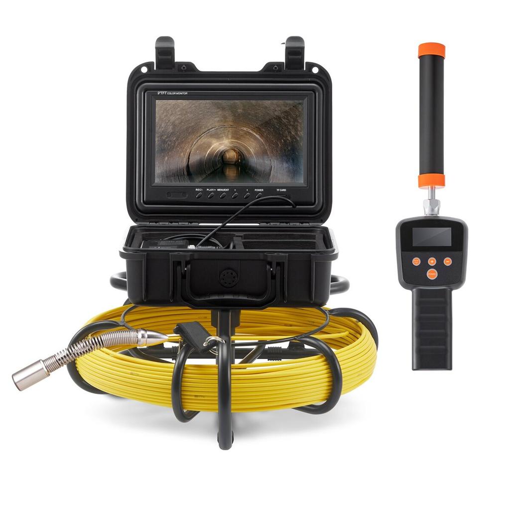 Sewer Camera Pipe Inspection Camera w/ 512hz Sonde 9in 720p Screen 165 ft