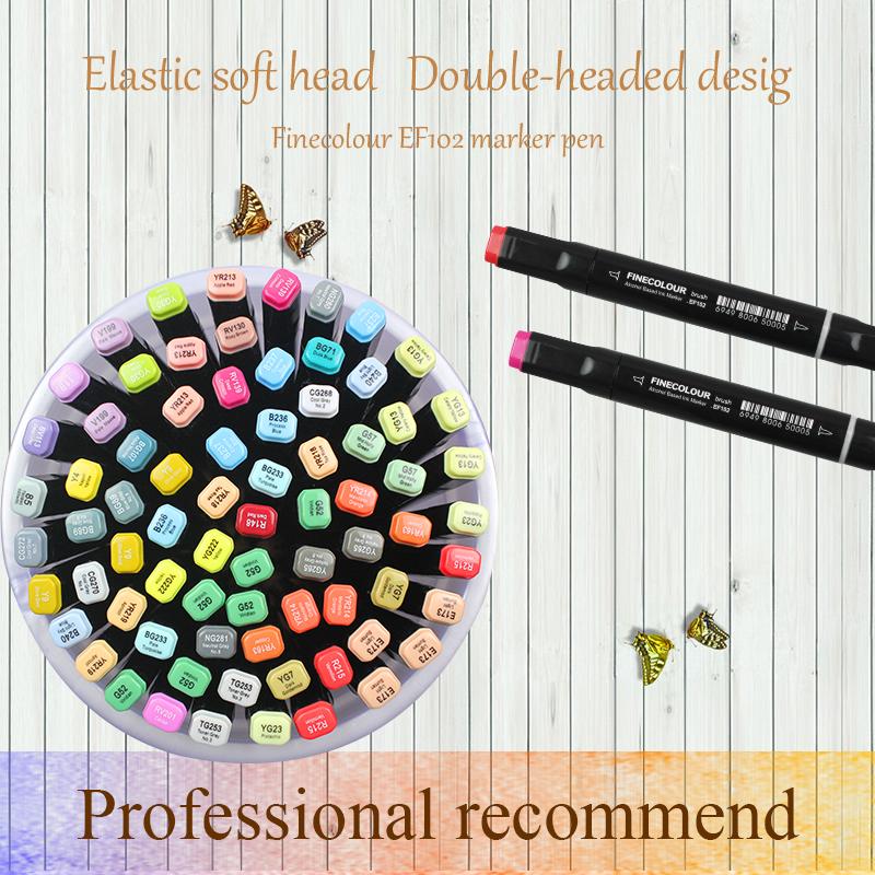 Finecolour EF102 Двусторонний Мягкий Кистевой Профессиональный Маркер-Ручка для Эскизов Рисования Искусства