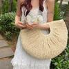 Woven Straw Bag Moon Large Capacity Purse and Handbag For Women Beach Basket Bags Fashion Travel Shoulder Shopper Totes