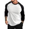 Spring Autumn Men Casual T-shirt O-neck Raglan Sleeve Color Matching Slim Fit Fitness Gym Pullover Tops Streetwear